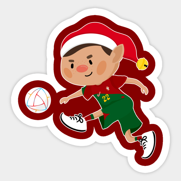 Portugal football Christmas elf. Football World Cup soccer T-Shirt Sticker by abtchlr